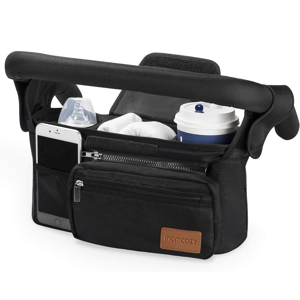 Momcozy Universal Stroller Organizer Insulated Cup Holders Detachable Wristlet